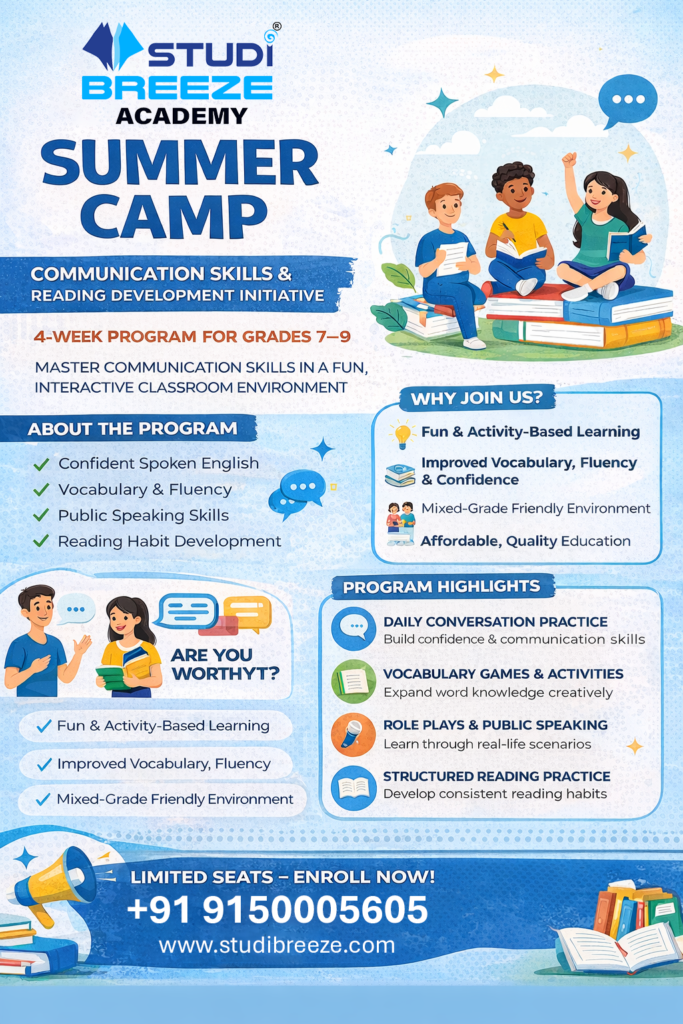 Communication skills summer camp for students in Ambattur Chennai